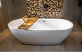 Freistehende Standbadewanne Badewanne Acryl 165 x 80 cm Ab- und Überlauf Adele + ABLAGE BADEWANNENBRETT