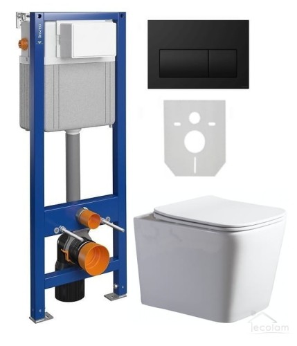 SET hänge Toilette weiß Wand WC Tiefspül + Vorwandelement Cersanit Maio RIMLESS + WC-Sitz Slim Soft Close