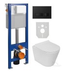 SET Hänge Toilette weiß Wand WC TiefspĂĽl + Vorwandelement Cersanit Galve RIMLESS Clean on  spĂĽllrandlos  + WC-Sitz Slim Soft Close