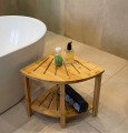 Freistehende Standbadewanne Badewanne Acryl 150 x 80 cm Ab- und Überlauf Click Clack Clara + Ecktisch Costa Bambus