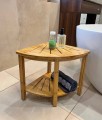 Freistehende Standbadewanne Badewanne Acryl 150 x 80 cm Ab- und Überlauf Click Clack Clara + Ecktisch Costa Bambus
