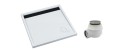 flache Duschwanne Duschtasse Viereck Ajax weiß 90x90x4,5 cm schwarze Abdeckplatte white black (id: 1278)