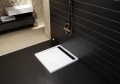 flache Duschwanne Duschtasse Viereck Ajax weiß 90x90x4,5 cm schwarze Abdeckplatte white black (id: 1278)