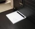 flache Duschwanne Duschtasse Viereck Ajax weiß 90x90x4,5 cm schwarze Abdeckplatte white black (id: 1278)