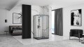 Duschkabine Rechteck Dusche Punto 80 x 100 x 190 cm schwarz black transparentes Echtglas Schiebetür