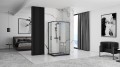 Duschkabine Rechteck Dusche Punto 80 x 100 x 190 cm schwarz black transparentes Echtglas Schiebetür