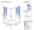 Duschkabine Rechteck Dusche Punto 80 x 100 x 190 cm schwarz black transparentes Echtglas Schiebetür