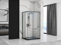 Duschkabine Rechteck Dusche Punto 80 x 100 x 190 cm schwarz black transparentes Echtglas Schiebetür