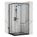 Duschkabine Rechteck Dusche Punto 80 x 100 x 190 cm schwarz black transparentes Echtglas Schiebetür