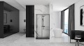 Duschkabine Rechteck Dusche Punto 80 x 100 x 190 cm schwarz black transparentes Echtglas Schiebetür