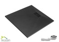 Duschwanne Viereck Vexo 90x90 cm flach slim schwarz black Stone Stein Effect
