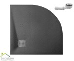 Duschwanne Viertelkreis Vexo 90x90 cm R55 flach slim schwarz black Stone Stein Effect
