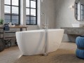 Freistehende Badewanne Acryl 160 x 73 cm Ablauf Click Clack schwarz gold Goya A-Line