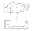 Freistehende Badewanne Acryl 160 x 73 cm Ablauf Click Clack schwarz gold Goya A-Line