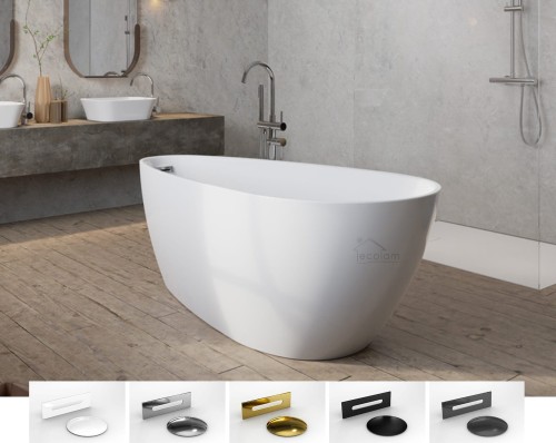 Freistehende Badewanne Acryl 160 x 73 cm Ablauf Click Clack schwarz gold Goya A-Line