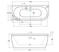 Vorwand- Badewanne Freistehende Vista 150 x 75 cm Abmessung