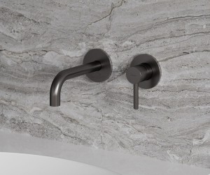 Waschtischarmatur 2-Loch Einhandmischer Wasserhahn Y Graphit Unterputz