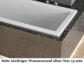 Badewanne Rechteck 150x70 cm Modern Slim niedriger Rand Acryl optional Styroporverkleidung Wannenträger (id: 1363)