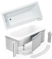 Badewanne Rechteck 150x70 cm Modern Slim niedriger Rand Acryl optional Styroporverkleidung Wannenträger (id: 1363)