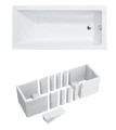 Badewanne Rechteck 150x70 cm Modern Slim niedriger Rand Acryl optional Styroporverkleidung Wannenträger (id: 1363)