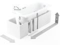 Badewanne Rechteck 150x70 cm Modern Slim niedriger Rand Acryl optional Styroporverkleidung Wannenträger (id: 1363)