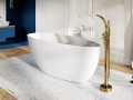 Freistehende Badewanne 160 x 70 cm Ablauf Click Clack Mineralguss Goya