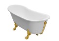 freistehende Badewanne 160x68 cm Olaya Standbadewanne Retro Glamour Löwenfüße gold (id: 1367)