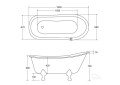 freistehende Badewanne 160x68 cm Olaya Standbadewanne Retro Glamour Löwenfüße gold (id: 1367)