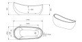 Freistehende Standbadewanne Badewanne mit Ablage Acryl 170 x 80 cm Ab- und Überlauf Elke + Tisch Badbank Bambus Lago