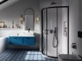 Duschkabine Duschabtrennung Modern black Viertelkreis 90x90x190 cm Klarglas schwarz (id: 1373)