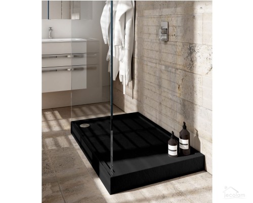 Duschwanne Rechteck Competia black Acryl 100x90 cm Stein Effekt schwarz (id: 1379)