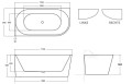 Freistehende Badewanne Badewanne Zoya 170x80 cm LINKS Acryl Siphon Click-Clack