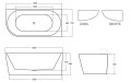 Freistehende Badewanne Badewanne Zoya 150x75 cm RECHTS Acryl Siphon Click-Clack