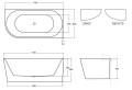 Freistehende Badewanne Badewanne Zoya 170x80 cm RECHTS Acryl Siphon Click-Clack