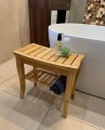 Freistehende Standbadewanne Badewanne Acryl 165 x 80 cm Ab- und Überlauf Adele + Tisch Badbank Bambus Lago