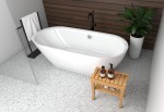  Freistehende Standbadewanne Badewanne Acryl 180 x 82 cm Ab- und Überlauf Adele + Tisch Badbank Bambus