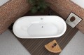 Freistehende Badewanne Standbadewanne Acryl 165x80 cm Adele Ab- und Überlauf + Ecktisch Bambus Costa (id: 1395)