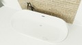 Freistehende Badewanne Standbadewanne Acryl 165x80 cm Adele Ab- und Überlauf + Ecktisch Bambus Costa (id: 1395)