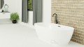 Freistehende Badewanne Standbadewanne Acryl 165x80 cm Adele Ab- und Überlauf + Ecktisch Bambus Costa (id: 1395)