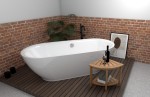 Freistehende Badewanne Standbadewanne Acryl 180x82 cm Adele Ab- und Überlauf + Ecktisch Bambus Costa