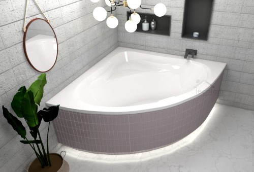 Badewanne Eckbadewanne Mia 140x140 cm Acryl mit LED- Verkleidung (id: 1403)