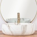Aufsatzwaschbecken 48x34 cm Waschschale Lava Linda Steinmuster matt (id: 1432)