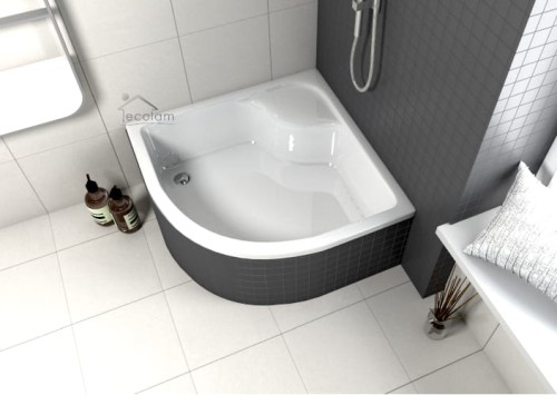 Duschwanne tief Doris 80x80x41 cm Viertelkreis mit Sitz optional: Schürze (id: 1430)