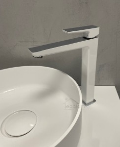 hohe Waschtischarmatur Einhebelmischer Parma chrom weiß Wasserhahn hoch