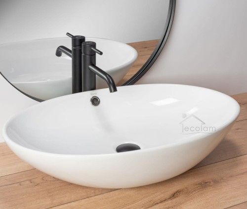 Aufsatzwaschbecken 63x41 cm Olga Waschschale weiß Keramik (id: 1456)