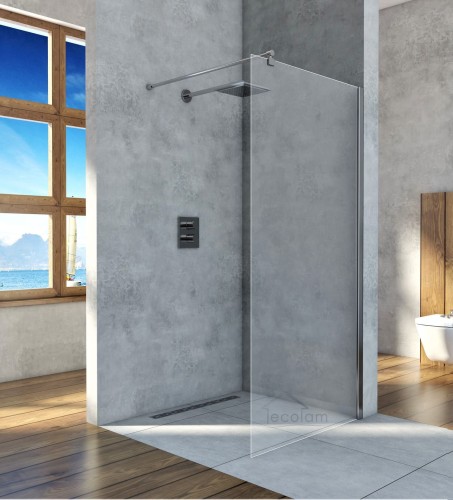WALK IN Duschkabine transparent Easy-IN Duschabtrennung 90x200 cm Duschwand chrom (id: 1461)