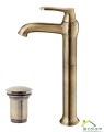 Waschtischarmatur für Waschschale Aufsatzbecken Armatur hoch Retro Art Deco Antik Bronze Click Clack GRATIS