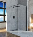 WALK IN Duschkabine transparent Easy-IN Duschabtrennung 120x200 cm Duschwand schwarz (id: 1477)