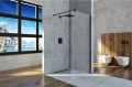 WALK IN Duschkabine transparent Easy-IN Duschabtrennung 120x200 cm Duschwand schwarz (id: 1477)