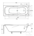 Badewannne Rechteck Majka 150x70 cm optional: Schürze Styroporverkleidung (id: 1488)